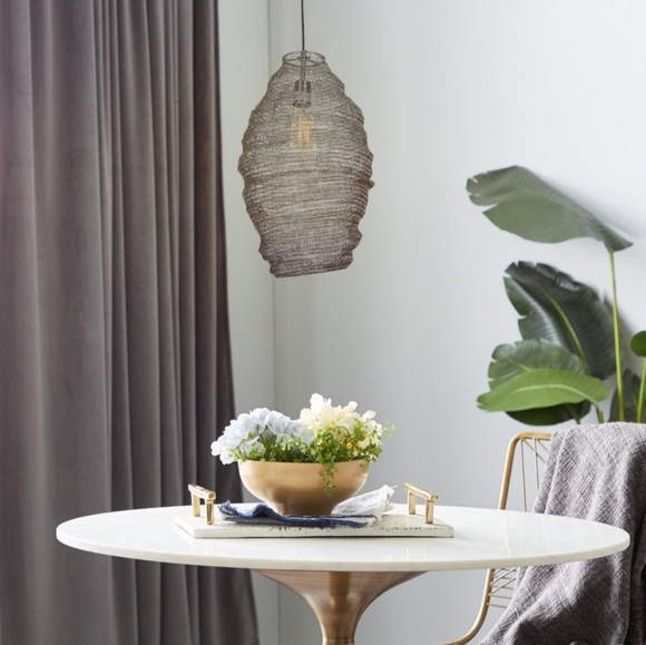 DecMode Industrial One Bulb Metal Beehive Lantern Pendant - Picture 3 of 7